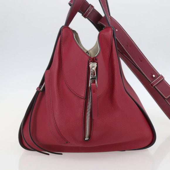 LOEWE Hammock Hand Bag Leather 2way Bordeaux Silver Auth 158952SAV