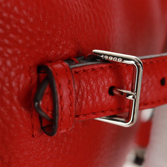 GUCCI Bamboo Backpack Leather Red Silver 370833 Auth 158958V