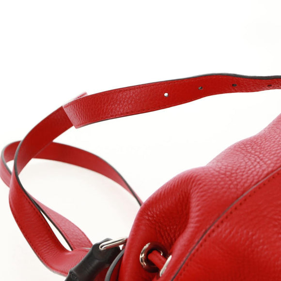 GUCCI Bamboo Backpack Leather Red Silver 370833 Auth 158958V