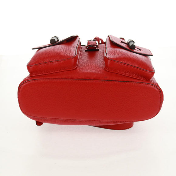 GUCCI Bamboo Backpack Leather Red Silver 370833 Auth 158958V