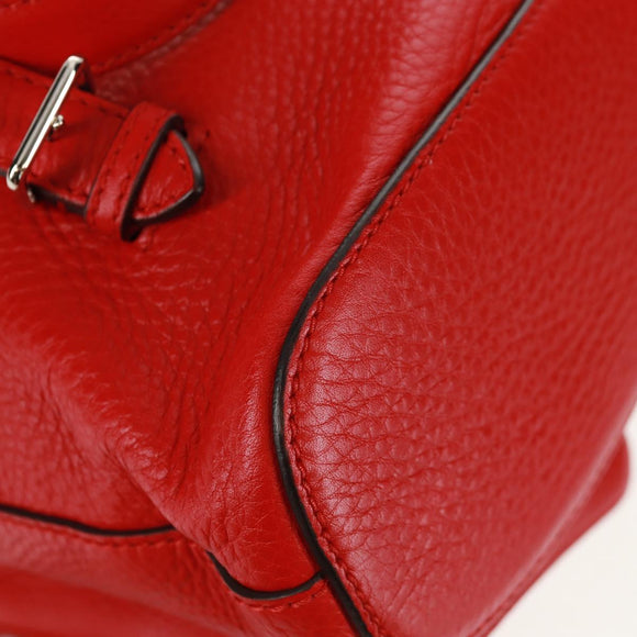 GUCCI Bamboo Backpack Leather Red Silver 370833 Auth 158958V