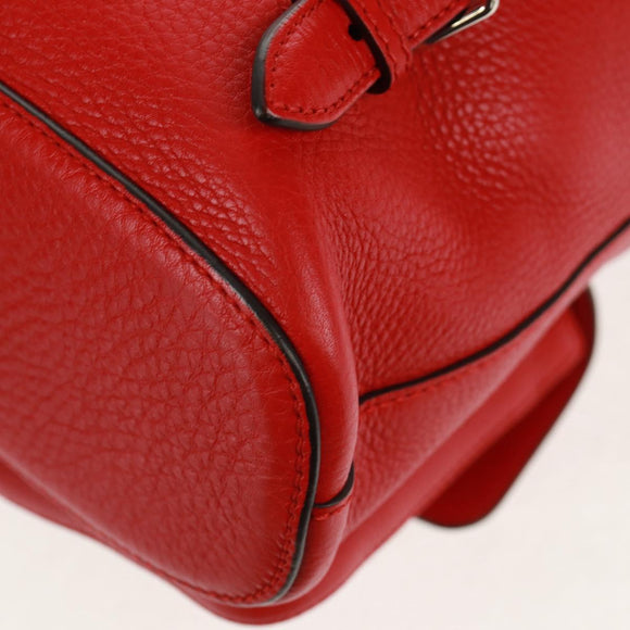 GUCCI Bamboo Backpack Leather Red Silver 370833 Auth 158958V