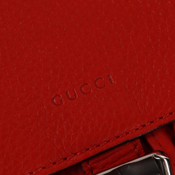 GUCCI Bamboo Backpack Leather Red Silver 370833 Auth 158958V