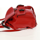 GUCCI Bamboo Backpack Leather Red Silver 370833 Auth 158958V-5