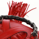 GUCCI Bamboo Backpack Leather Red Silver 370833 Auth 158958V-9