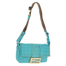 FENDI Mamma Baguette Shoulder Bag Nylon Light Blue Gold Auth 158965V-1