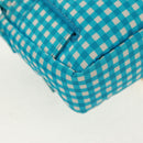 FENDI Mamma Baguette Shoulder Bag Nylon Light Blue Gold Auth 158965V-14