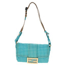 FENDI Mamma Baguette Shoulder Bag Nylon Light Blue Gold Auth 158965V-2