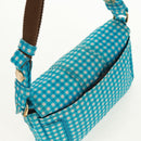 FENDI Mamma Baguette Shoulder Bag Nylon Light Blue Gold Auth 158965V-6