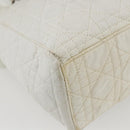 Christian Dior Lady Dior Canage Hand Bag Nylon White Silver Auth 158966-13