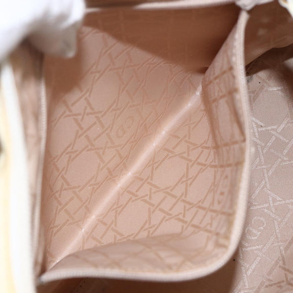 Christian Dior Lady Dior Canage Hand Bag Nylon White Silver Auth 158966