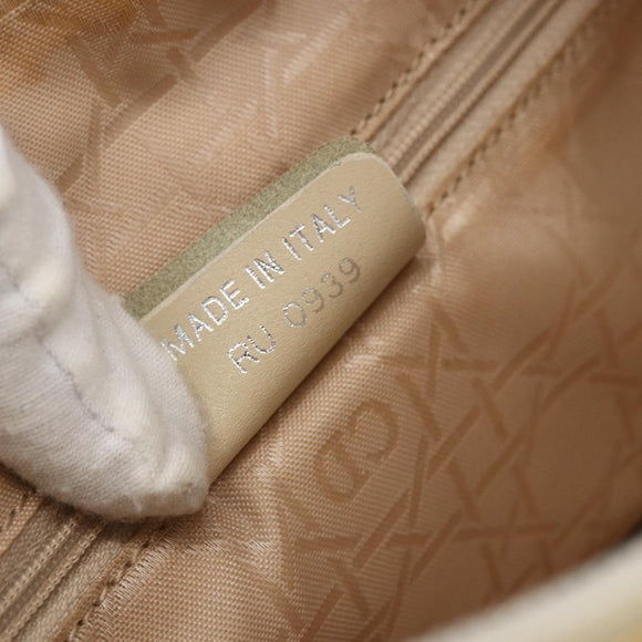 Christian Dior Lady Dior Canage Hand Bag Nylon White Silver Auth 158966