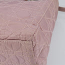 Christian Dior Lady Dior Canage Hand Bag Nylon 2way Pink Silver Auth 158969-9