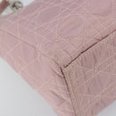 Christian Dior Lady Dior Canage Hand Bag Nylon 2way Pink Silver Auth 158969-16