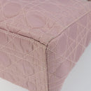 Christian Dior Lady Dior Canage Hand Bag Nylon 2way Pink Silver Auth 158969-17