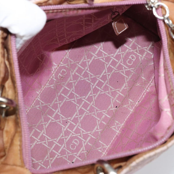 Christian Dior Lady Dior Canage Hand Bag Nylon 2way Pink Silver Auth 158969