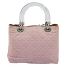 Christian Dior Lady Dior Canage Hand Bag Nylon 2way Pink Silver Auth 158969-2