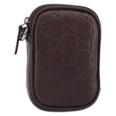 GUCCI GG Canvas Guccissima Pouch Leather Brown Silver 162351 Auth 158971-1