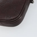 GUCCI GG Canvas Guccissima Pouch Leather Brown Silver 162351 Auth 158971-15