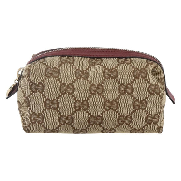 GUCCI GG Canvas Pouch Beige Gold 153228 Auth 158976