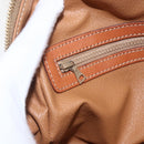 CELINE Macadam Canvas Hand Bag PVC Leather Brown Gold Auth 158983-19