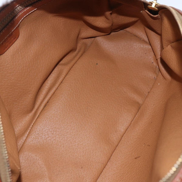 CELINE Macadam Canvas Hand Bag PVC Leather Brown Gold Auth 158983