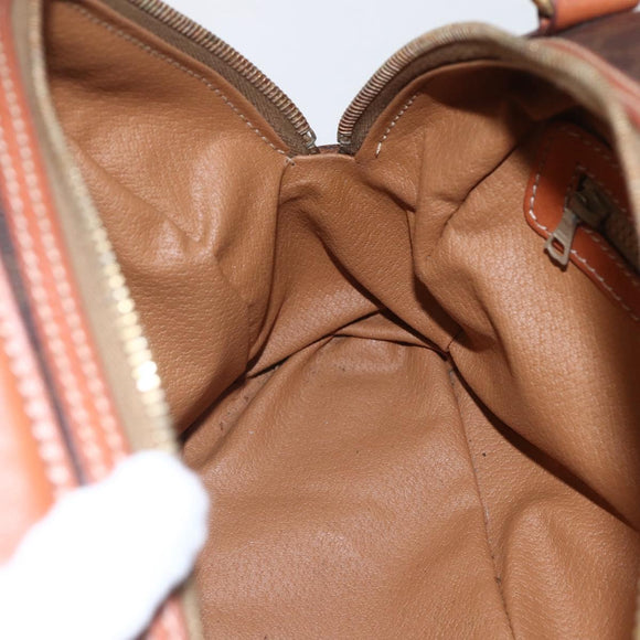 CELINE Macadam Canvas Hand Bag PVC Leather Brown Gold Auth 158983