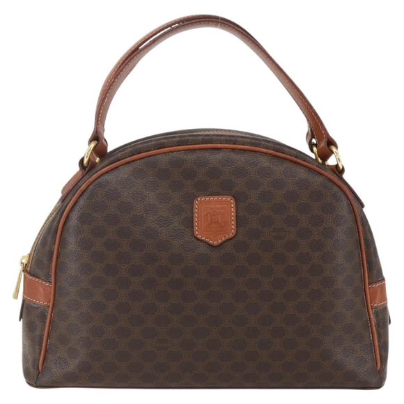 CELINE Macadam Canvas Hand Bag PVC Leather Brown Gold Auth 158983