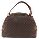 CELINE Macadam Canvas Hand Bag PVC Leather Brown Gold Auth 158983-2