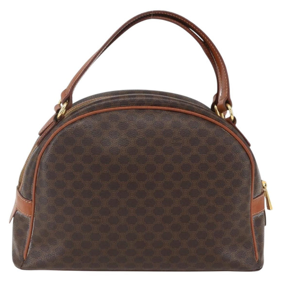 CELINE Macadam Canvas Hand Bag PVC Leather Brown Gold Auth 158983