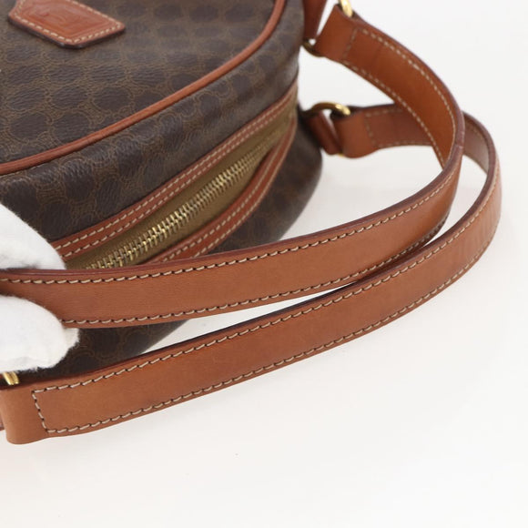 CELINE Macadam Canvas Hand Bag PVC Leather Brown Gold Auth 158983