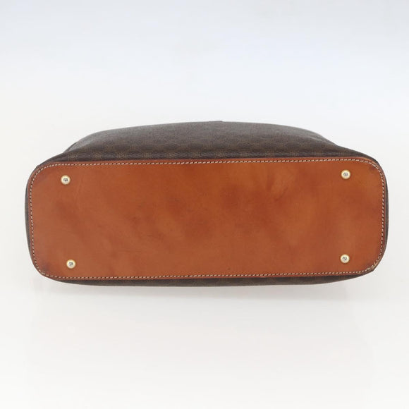 CELINE Macadam Canvas Hand Bag PVC Leather Brown Gold Auth 158983