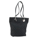 GUCCI GG Canvas Tote Bag Black Silver 120840 Auth 158987-1