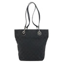GUCCI GG Canvas Tote Bag Black Silver 120840 Auth 158987-2