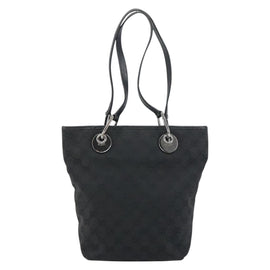 GUCCI GG Canvas Tote Bag Black Silver 120840 Auth 158987 - 0