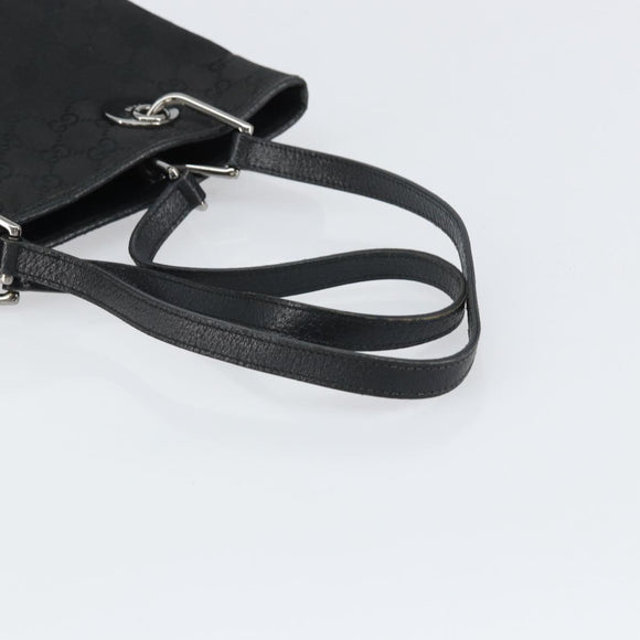 GUCCI GG Canvas Tote Bag Black Silver 120840 Auth 158987