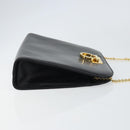 Salvatore Ferragamo Gancini Chain Shoulder Bag Leather Black Gold Auth 158988-4