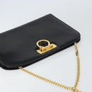 Salvatore Ferragamo Gancini Chain Shoulder Bag Leather Black Gold Auth 158988-6