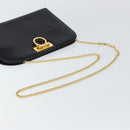 Salvatore Ferragamo Gancini Chain Shoulder Bag Leather Black Gold Auth 158988-7