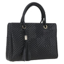 BALLY Hand Bag Leather Black Gold Auth 158990-1