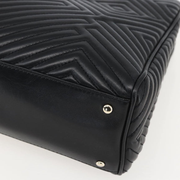 BALLY Hand Bag Leather Black Gold Auth 158990