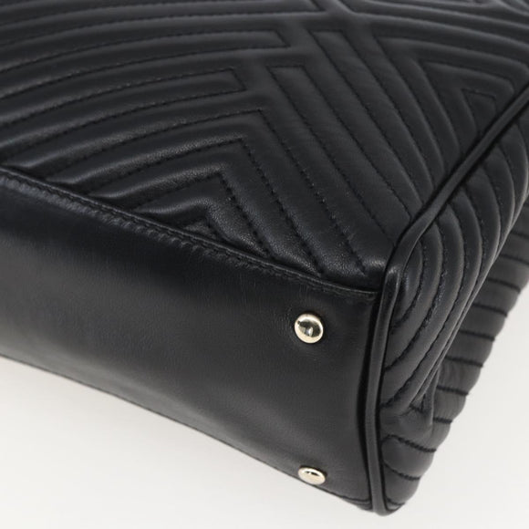 BALLY Hand Bag Leather Black Gold Auth 158990