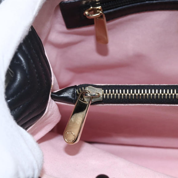 BALLY Hand Bag Leather Black Gold Auth 158990