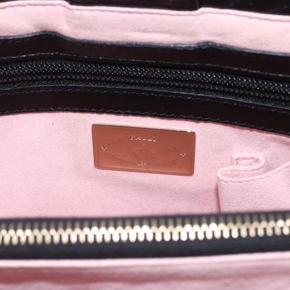 BALLY Hand Bag Leather Black Gold Auth 158990