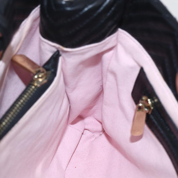 BALLY Hand Bag Leather Black Gold Auth 158990