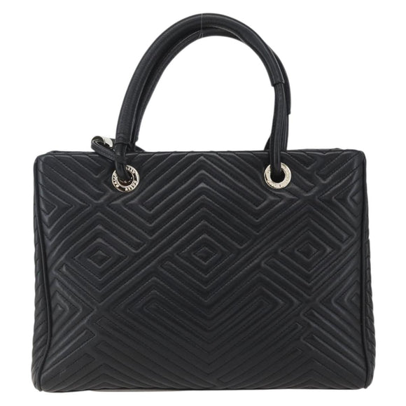 BALLY Hand Bag Leather Black Gold Auth 158990