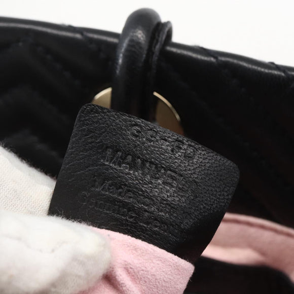 BALLY Hand Bag Leather Black Gold Auth 158990