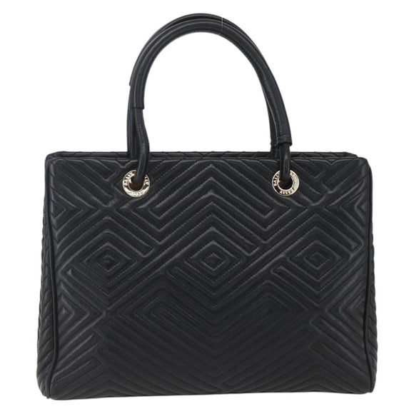 BALLY Hand Bag Leather Black Gold Auth 158990