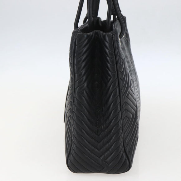 BALLY Hand Bag Leather Black Gold Auth 158990