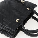 BALLY Hand Bag Leather Black Gold Auth 158990-6